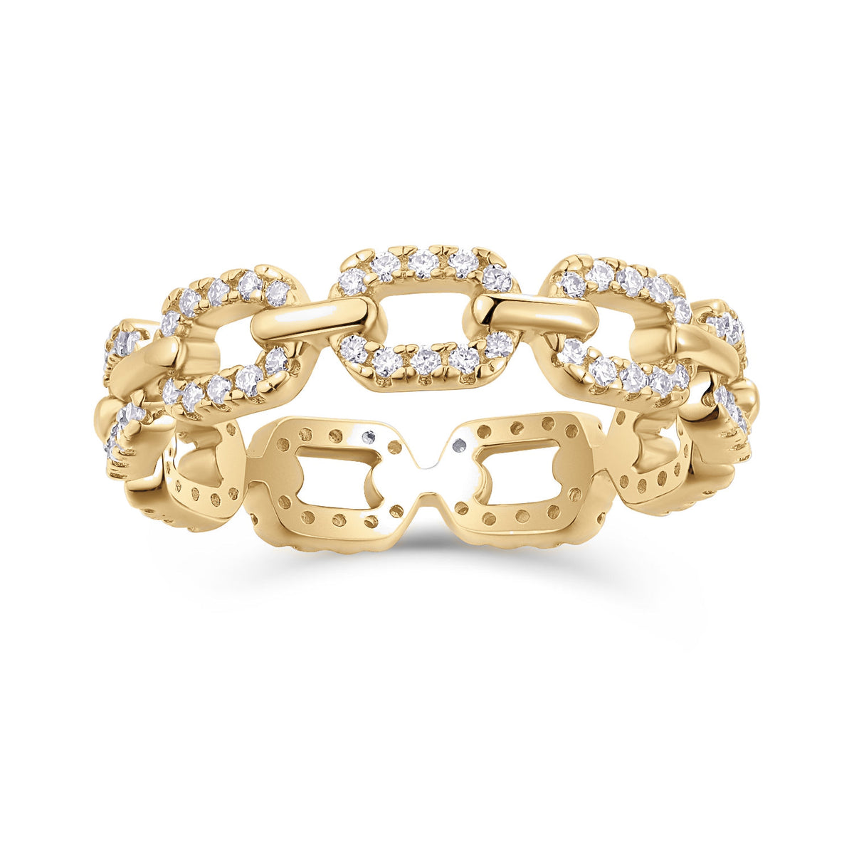 Jada Moissanite Pavé Chain Link Ring, front view