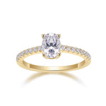Jade Oval Moissanite Solitaire Engagement Ring in 18K yellow gold plating, front view