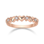 Janie Round Moissanite Heart Stacking Ring in 18K rose gold plating, front view