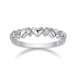 Janie Round Moissanite Heart Stacking Ring in 18K white gold plating, front view