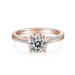 Jasmine Round Moissanite Solitaire Engagement Ring in 18K rose gold plating, front view