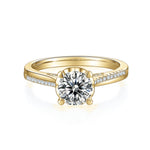 Jasmine Round Moissanite Solitaire Engagement Ring in 18K yellow gold plating, front view