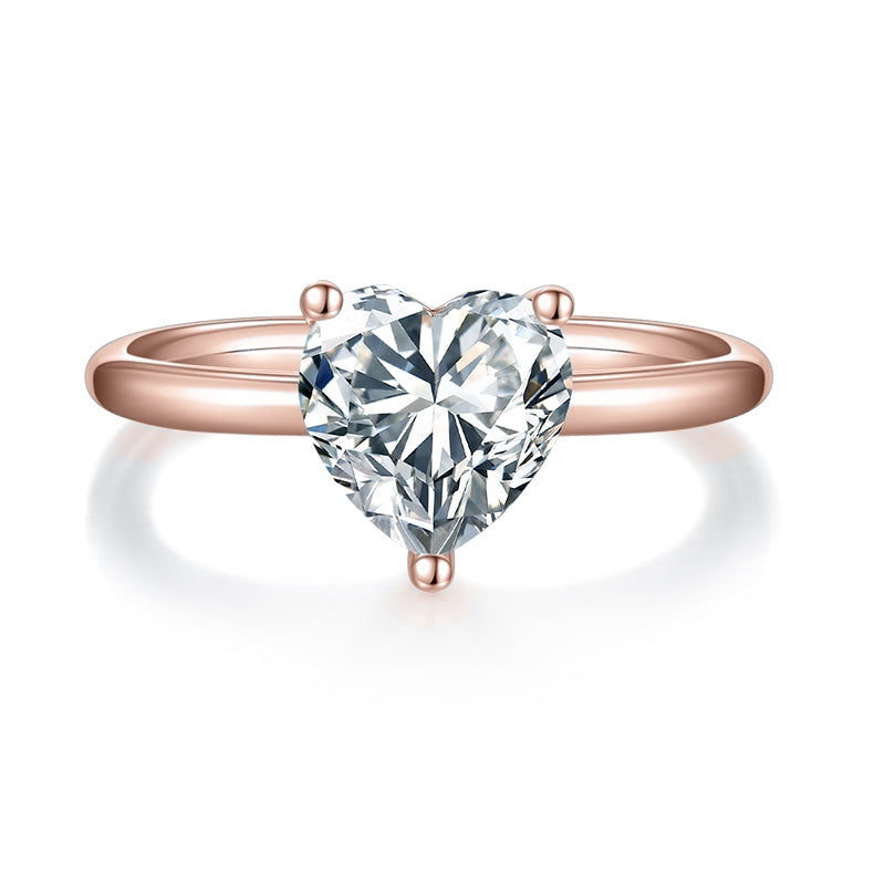 Jayla Heart Moissanite Solitaire Engagement Ring in 18K rose gold plating, front view