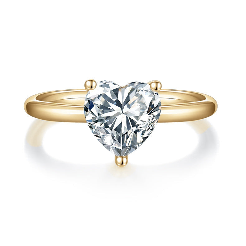Jayla Heart Moissanite Solitaire Engagement Ring in 18K yellow gold plating, front view