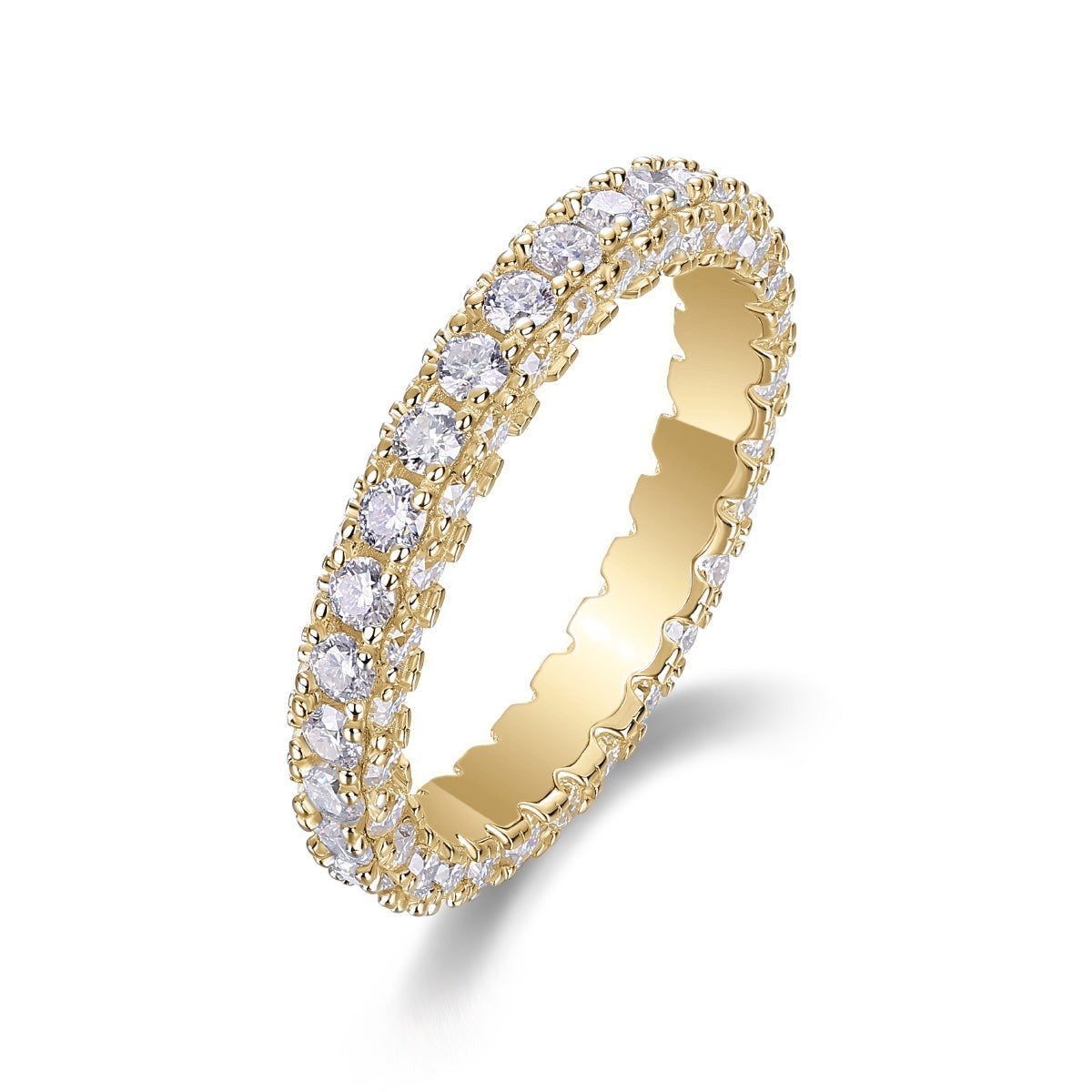 Joanna Round Moissanite Pavé Eternity Band in 18K yellow gold plating