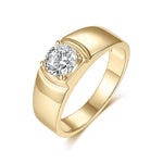 Joelle Round Moissanite Solitaire Engagement Ring in 18K yellow gold plating, angled view
