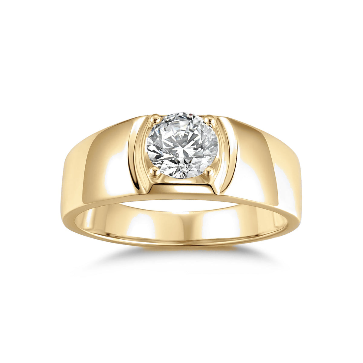 Joelle Round Moissanite Solitaire Engagement Ring in 18K yellow gold plating, front view