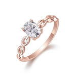 Jolene Oval Moissanite Solitaire Chain Band Ring in 18K rose gold plating