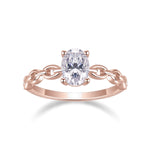 Jolene Oval Moissanite Solitaire Chain Band Ring, front view