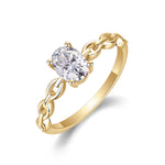 Jolene Oval Moissanite Solitaire Chain Band Ring in 18K yellow gold plating