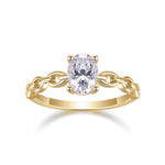 Jolene Oval Moissanite Solitaire Chain Band Ring, front view