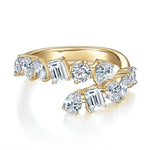 Josie Moissanite Open Bypass Ring in 18K yellow gold plating, front view