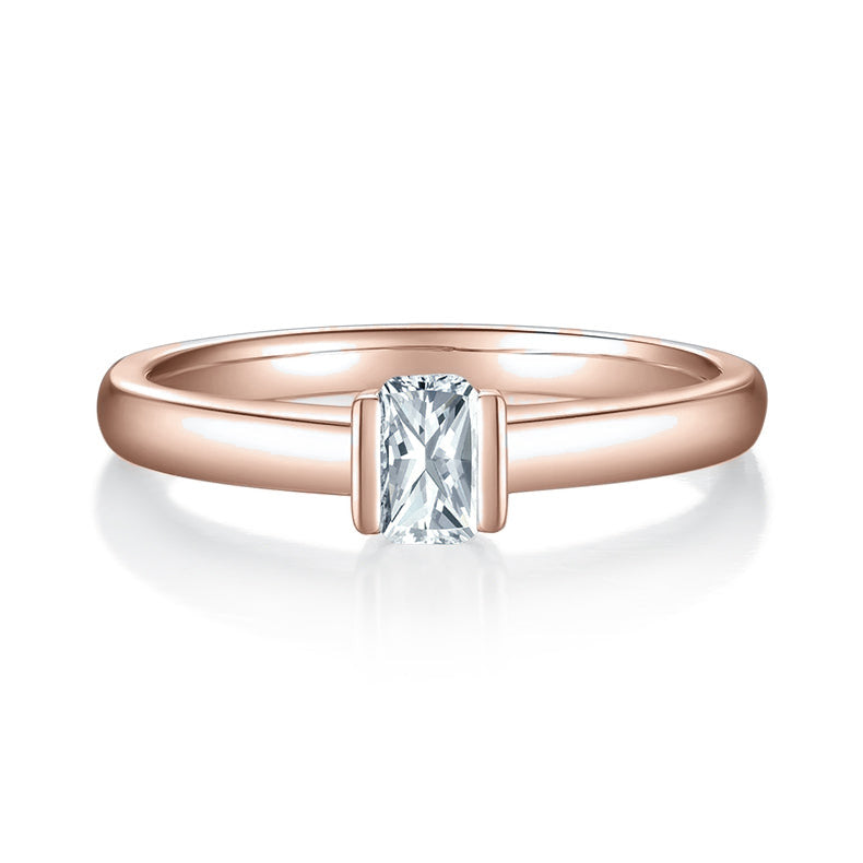 Jules Radiant Cut Moissanite Bezel Engagement Ring, front view