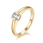 Jules Radiant Cut Moissanite Bezel Engagement Ring in 18K yellow gold plating
