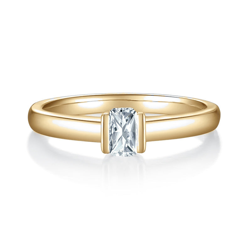 Jules Radiant Cut Moissanite Bezel Engagement Ring, front view