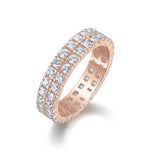 Julia Round Moissanite Double Row Eternity Band in 18K rose gold plating