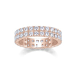 Julia Round Moissanite Double Row Eternity Band in 18K rose gold plating, front view