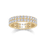Julia Round Moissanite Double Row Eternity Band in 18K yellow gold plating, front view