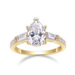 Juliet Pear Moissanite Three Stone Engagement Ring in 18K yellow gold plating