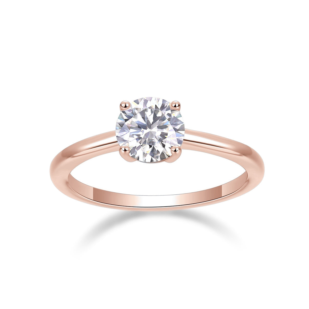 June Round Moissanite Solitaire Engagement Ring in 18K rose gold plating