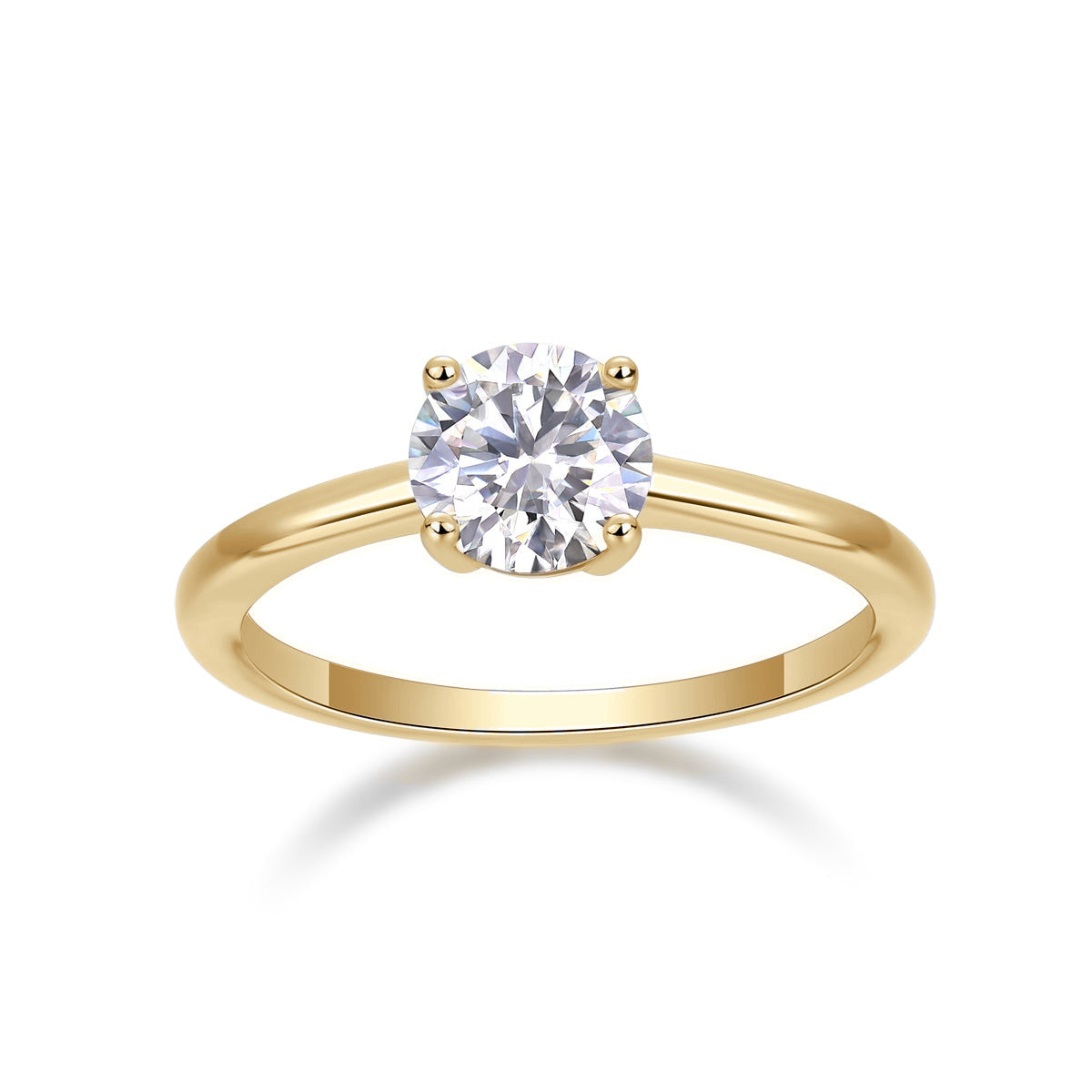 June Round Moissanite Solitaire Engagement Ring in 18K yellow gold plating