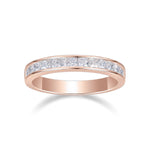 Kaia Princess Cut Moissanite Channel Wedding Band in 18K rose gold plating, front view