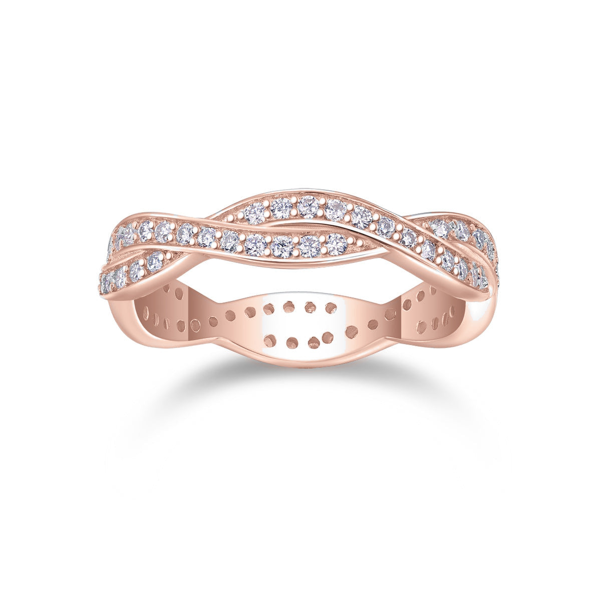 Kalina Moissanite Pavé Twist Eternity Band, front view