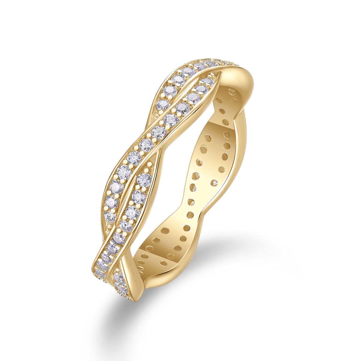 Kalina Moissanite Pavé Twist Eternity Band in 18K yellow gold plating