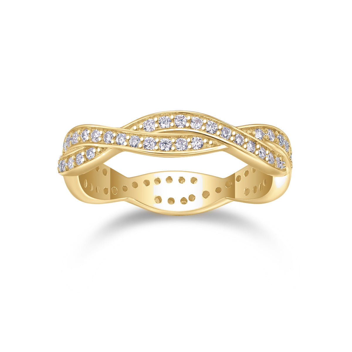 Kalina Moissanite Pavé Twist Eternity Band, front view