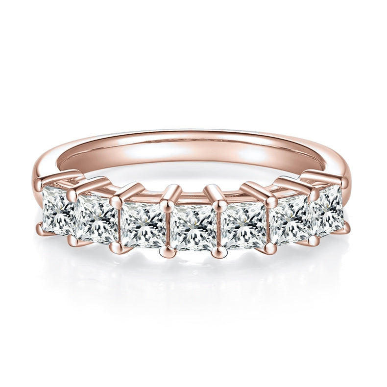 Karina Princess Cut Moissanite Half Eternity Band, front view