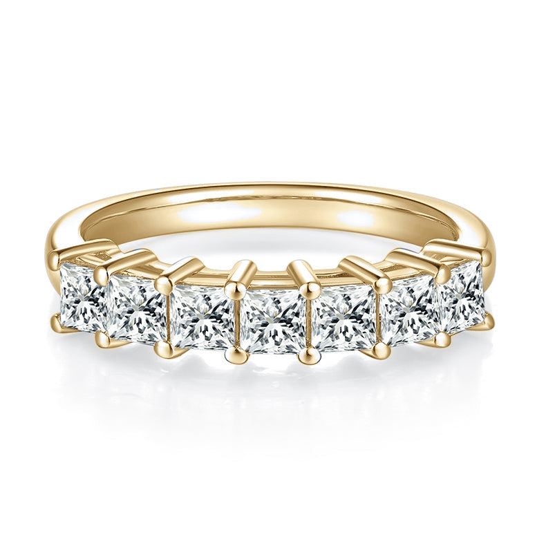 Karina Princess Cut Moissanite Half Eternity Band, front view