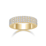 Keely Round Moissanite Three Row Pavé Wedding Band, front view