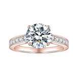 Kelly Round Moissanite Channel Set Engagement Ring in 18K rose gold plating, front view