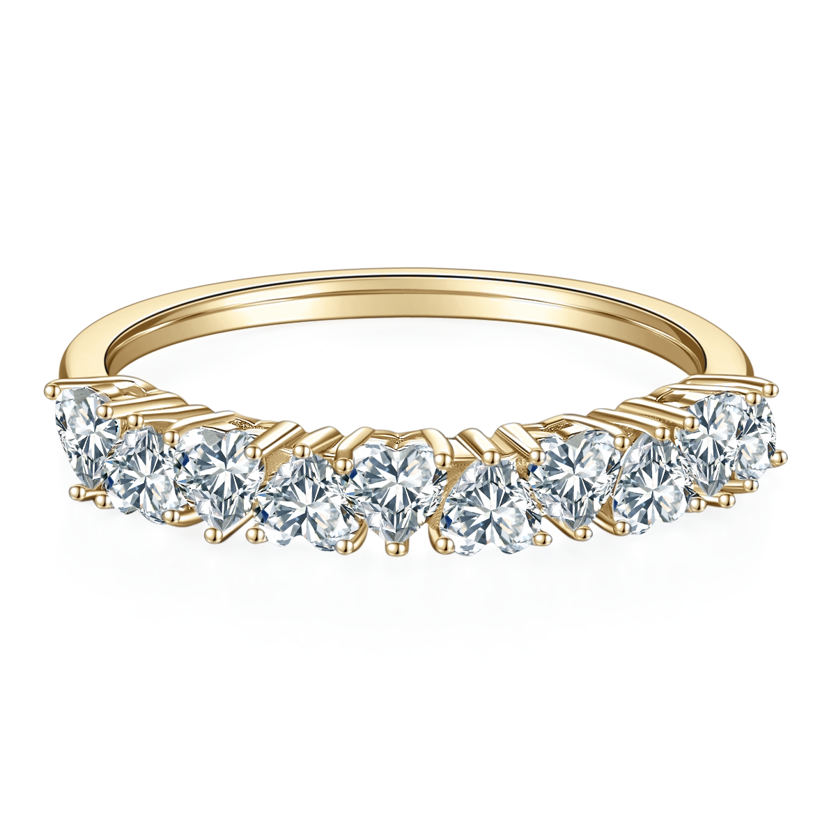 Kelsey Round Moissanite Half Eternity Band in 18K yellow gold plating