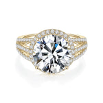 Kennedy Round Moissanite Halo Engagement Ring 3 ct in 18K yellow gold plating, front view