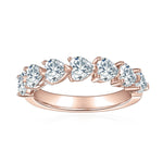 Kiara Heart Moissanite Half Eternity Band in 18K rose gold plating, front view