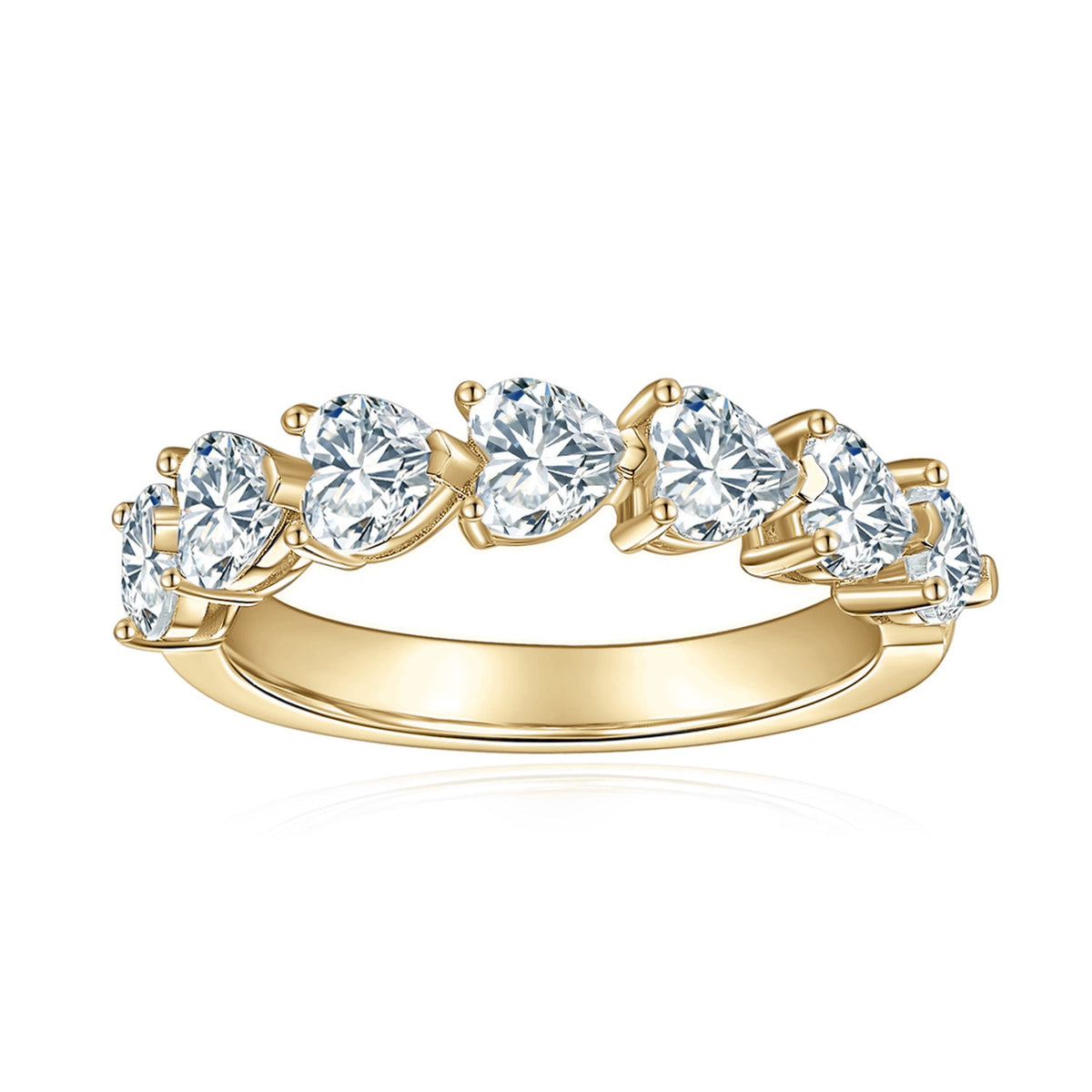 Kiara Heart Moissanite Half Eternity Band in 18K yellow gold plating, front view