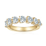 Kiara Heart Moissanite Half Eternity Band in 18K yellow gold plating, front view