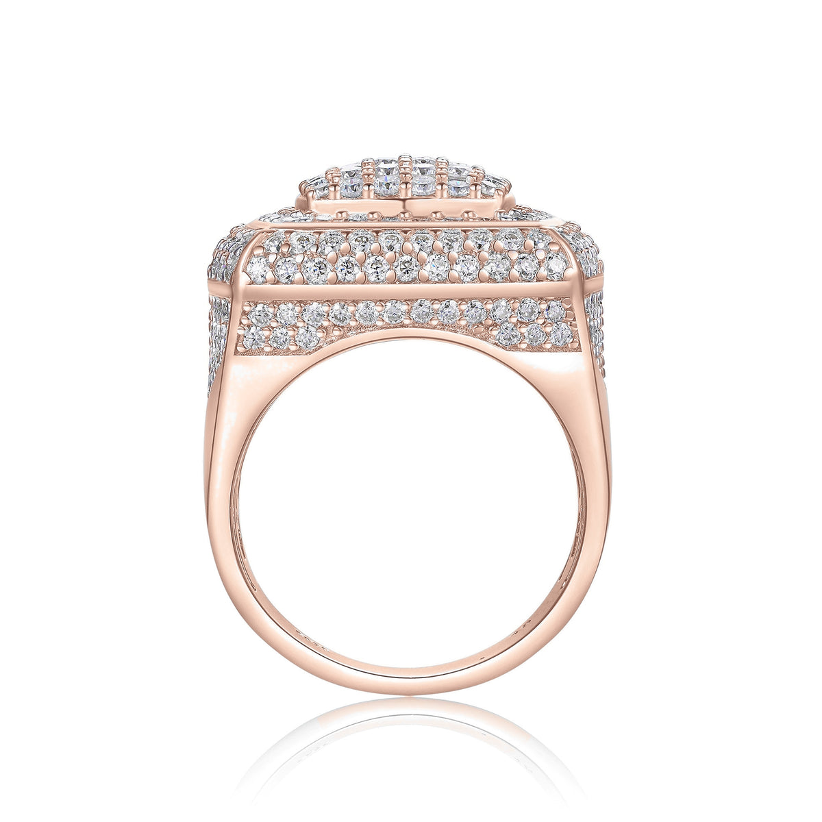 Knox Moissanite Pavé Square Men's Ring in 18K rose gold plating, front view