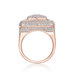 Knox Moissanite Pavé Square Men's Ring in 18K rose gold plating, front view