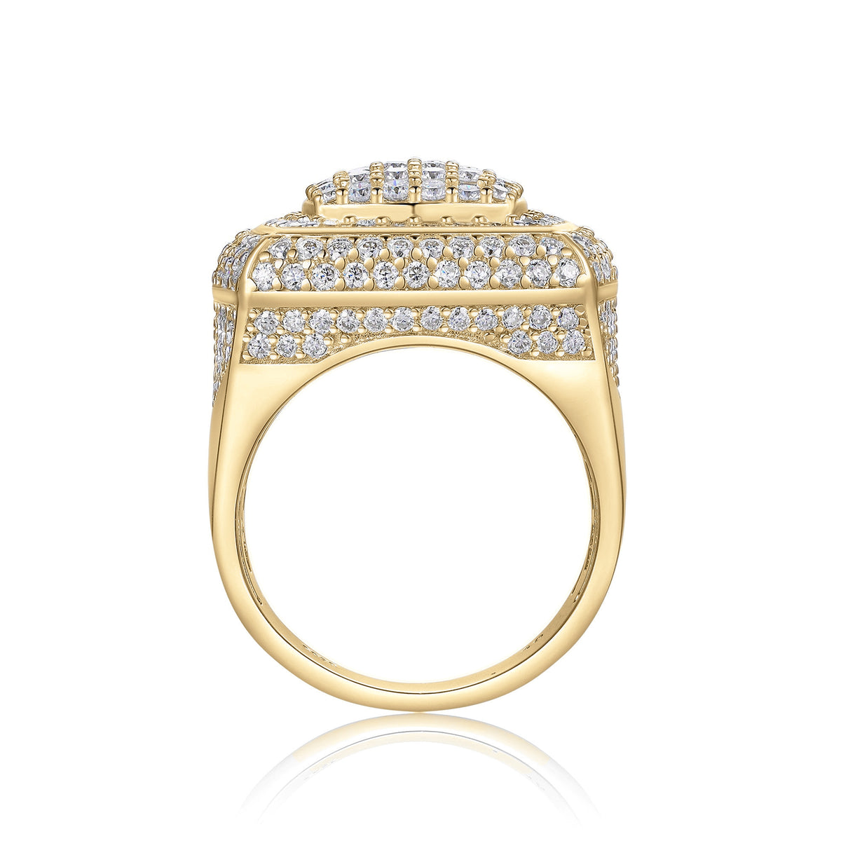 Knox Moissanite Pavé Square Men's Ring in 18K yellow gold plating, front view