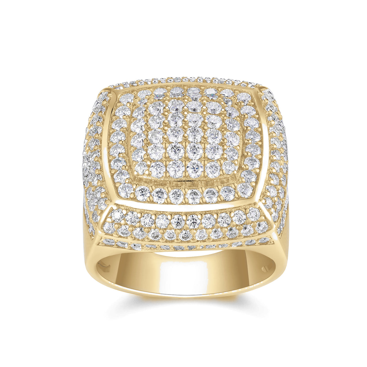 Knox Moissanite Pavé Square Men's Ring in 18K yellow gold plating, front view