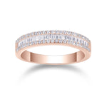 Lainey Baguette Moissanite Channel Eternity Band in 18K rose gold plating, front view