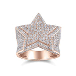 Lance Moissanite Pavé Star Men's Ring in 18K rose gold plating, front view