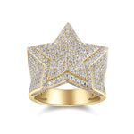 Lance Moissanite Pavé Star Men's Ring in 18K yellow gold plating, front view