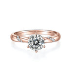 Lark Round Moissanite Solitaire Engagement Ring in 18K rose gold plating, front view