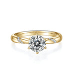 Lark Round Moissanite Solitaire Engagement Ring in 18K yellow gold plating, front view