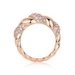 Laurel Moissanite Pavé Rope Twist Ring in 18K rose gold plating, front view