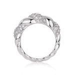 Laurel Moissanite Pavé Rope Twist Ring in 18K white gold plating, front view