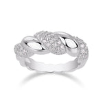 Laurel Moissanite Pavé Rope Twist Ring in 18K white gold plating, front view
